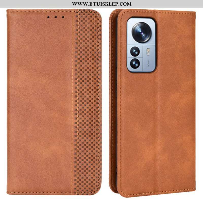 Etui Na Telefon do Xiaomi 12 Pro Etui Folio Stylizowany Efekt Skóry W Stylu Vintage